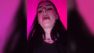 British Goth big tits striptease