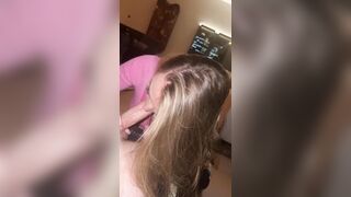 Sexy amateur blonde slut give teasing blowjob
